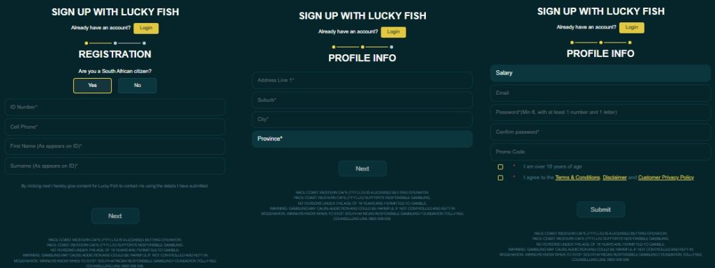 Lucky Fish Register Sign Up